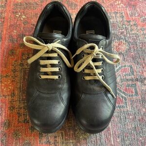 Camper Black Leather Men's Sneakers with Tan Laces